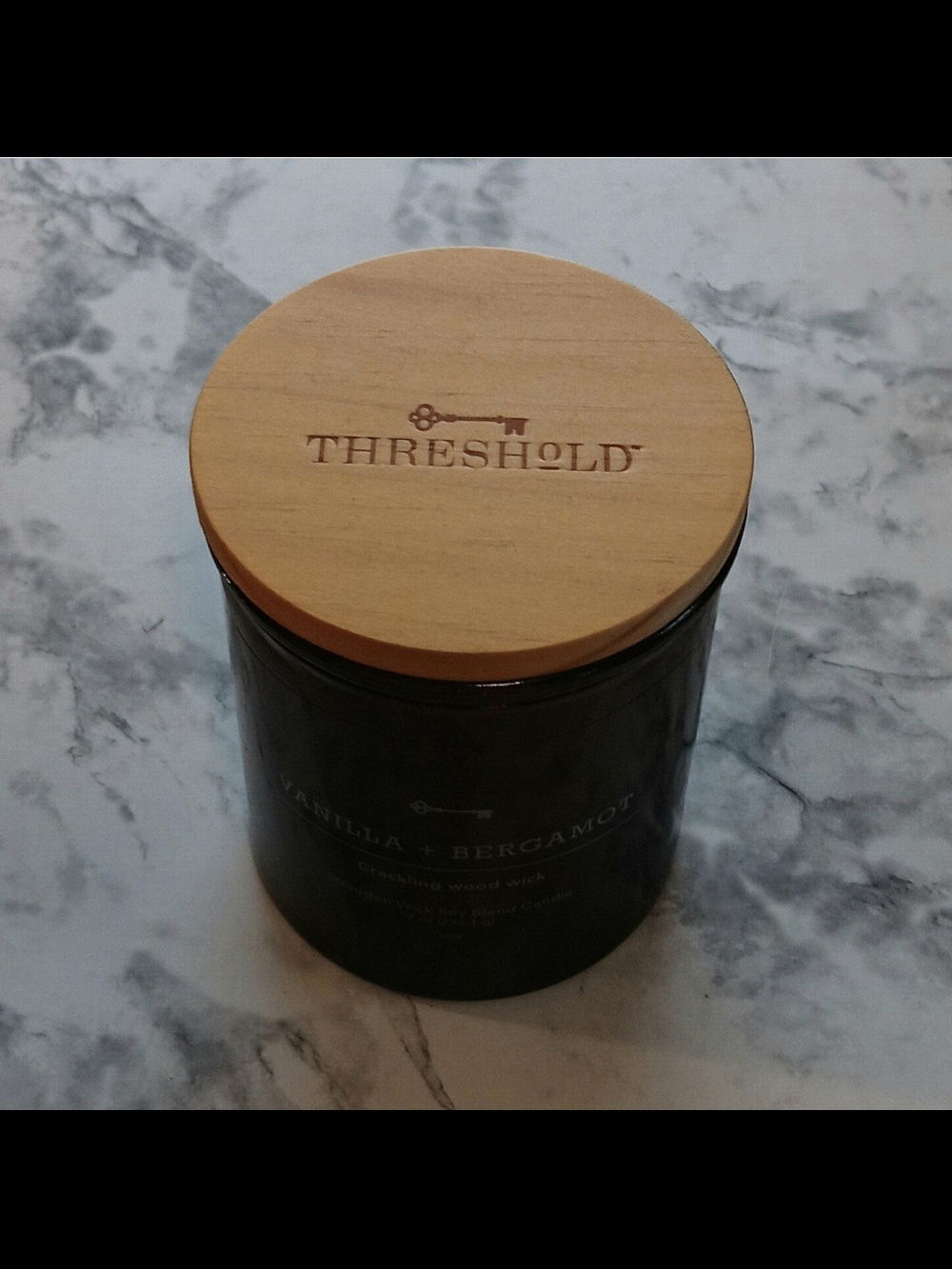 Threshold Vanilla + Bergamot Wood Wick Candle – 9 oz – NEW Never Burned